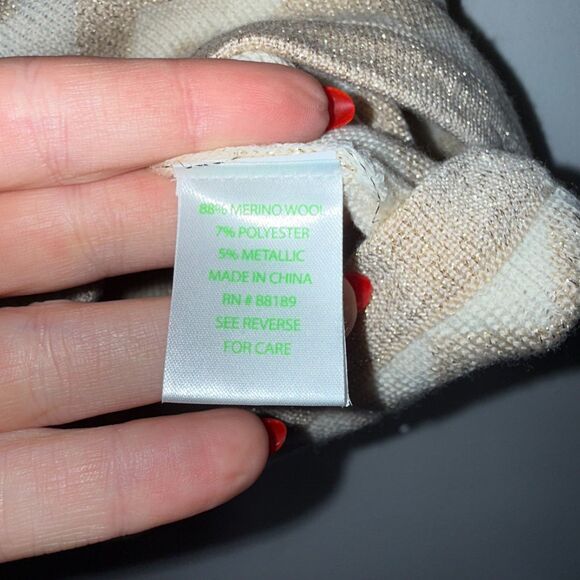 Lilly Pulitzer Sydney Chevron SS Merino Wool Blend Sweater - Gold/Ivory S - Picture 5 of 6